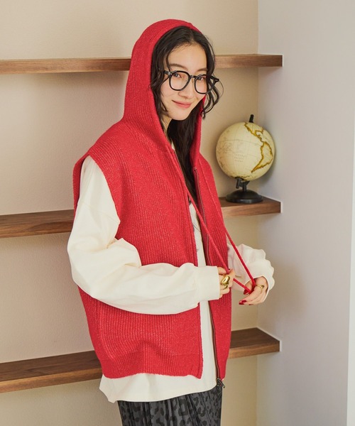 ZIPニットフーディベスト（ニット/セーター）｜niko and