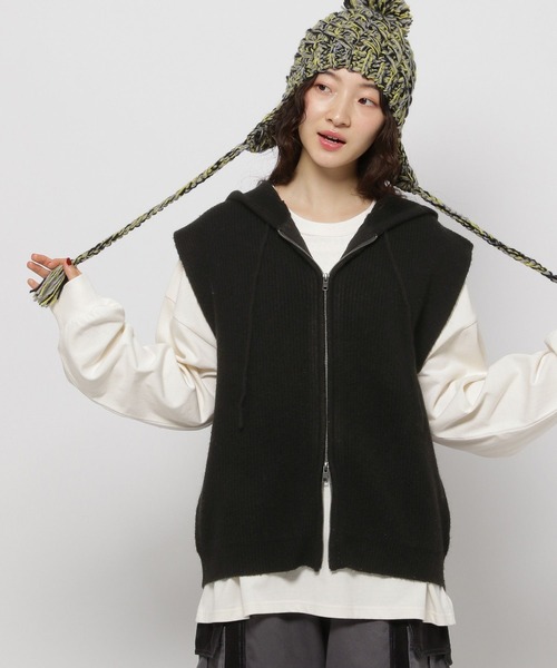 ZIPニットフーディベスト（ニット/セーター）｜niko and