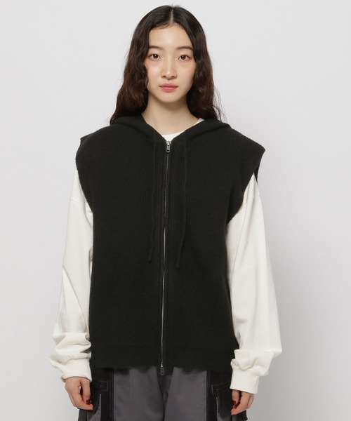 ZIPニットフーディベスト（ニット/セーター）｜niko and
