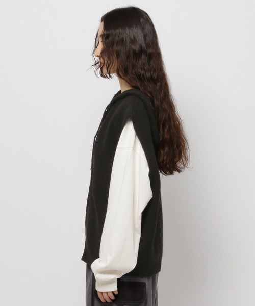 ZIPニットフーディベスト（ニット/セーター）｜niko and