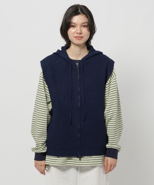 セール】ZIPニットフーディベスト（ニット/セーター）｜niko and