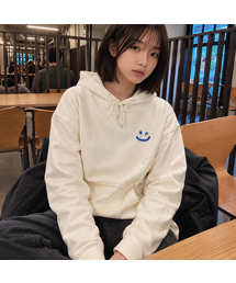 [UNISEX]スモールドローイングスマイルホワイトクリップフードティー_クリーム