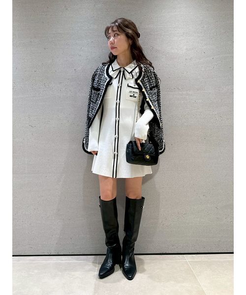 LILY BROWN×MARY QUANT】ツイードニットジャケット（ノーカラー