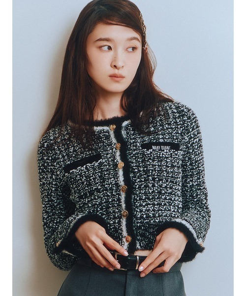 【LILY BROWN×MARY QUANT】ツイードニットジャケット LILY BROWN×MARY QUANT】ツイードニットジャケット（ノーカラー