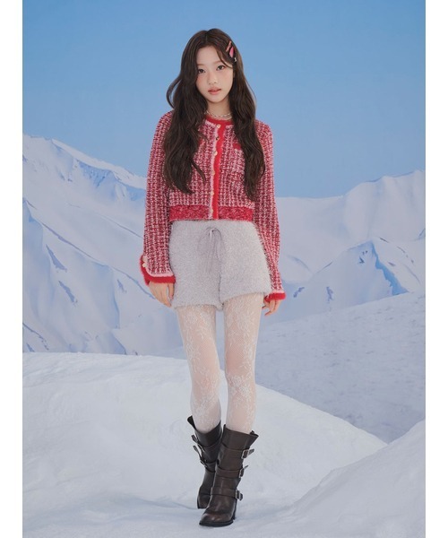 LILY BROWN×MARY QUANT】ツイードニットジャケット（ノーカラー