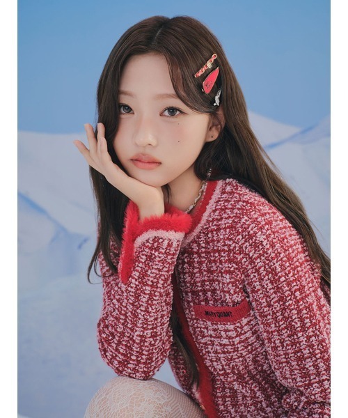 LILY BROWN（リリーブラウン）の「【LILY BROWN×MARY QUANT】ツイードニットジャケット（ノーカラージャケット・レディース・ホワイト/ブラック/レッド・F）」の5枚目の写真