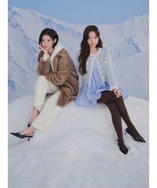 LILY BROWN×MARY QUANT ツイードニットジャケット　完売 LILY BROWN×MARY QUANT】ツイードニットジャケット（ノーカラー