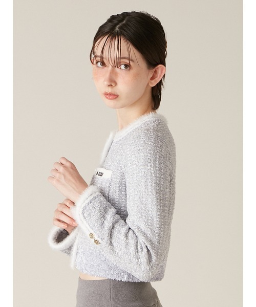 LILY BROWN（リリーブラウン）の「【LILY BROWN×MARY QUANT】ツイードニットジャケット（ノーカラージャケット・レディース・ホワイト/ブラック/レッド・F）」の13枚目の写真