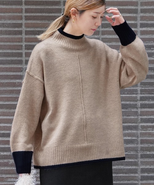 reca(レカ)の「配色ラインパイピングドルマンニット(ニット/セーター・レディース・ベージュ/チャコールグレー/グレー系その他・FREE)」の12枚目の写真