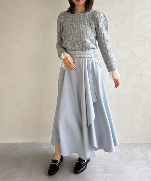 31 Sons de mode（トランテアン　ソン　ドゥ　モード）の「2025秋冬新作 ベルト付きアシメフレアスカート（スカート・レディース・ブルー/ブラック/アイボリー・S/M）」の12枚目の写真