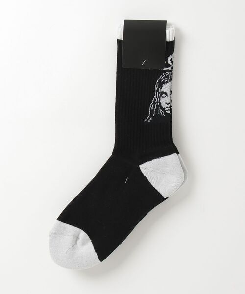 X-girl(エックスガール)の「FACE JACQUARD RIBBED SOCKS(ソックス/靴下・レディース・ホワイト/ブラック・ONE SIZE)」の9枚目の写真