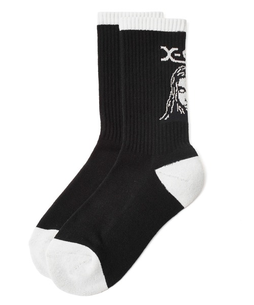 X-girl(エックスガール)の「FACE JACQUARD RIBBED SOCKS(ソックス/靴下・レディース・ホワイト/ブラック・ONE SIZE)」の5枚目の写真