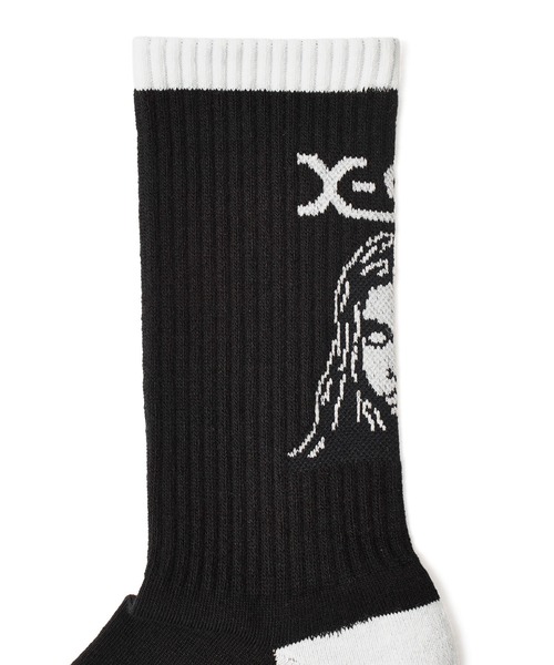 X-girl(エックスガール)の「FACE JACQUARD RIBBED SOCKS(ソックス/靴下・レディース・ホワイト/ブラック・ONE SIZE)」の6枚目の写真