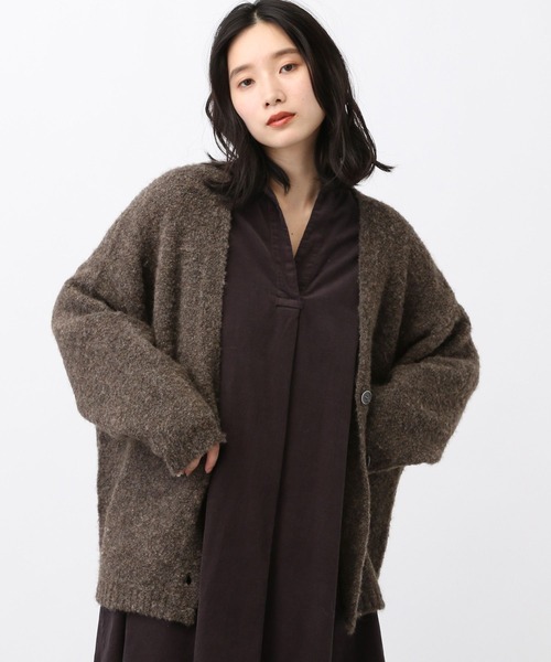 studio CLIP（スタディオクリップ）の「《natural by clip》ウールミックスブークレカーディガン（カーディガン/ボレロ・レディース・ブラウン/チャコール/ブルー/アイボリー・FREE）」の2枚目の写真