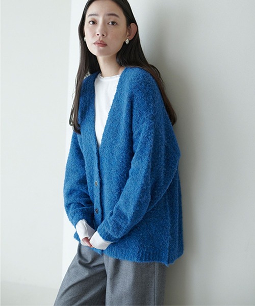 studio CLIP（スタディオクリップ）の「《natural by clip》ウールミックスブークレカーディガン（カーディガン/ボレロ・レディース・ブラウン/チャコール/ブルー/アイボリー・FREE）」の4枚目の写真