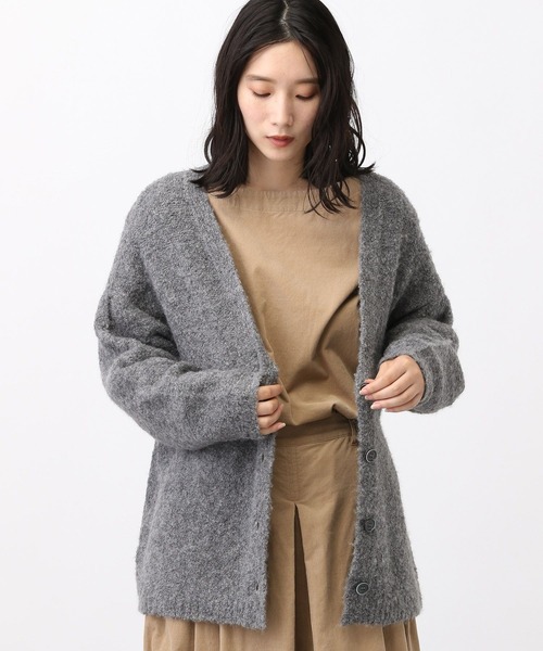 studio CLIP（スタディオクリップ）の「《natural by clip》ウールミックスブークレカーディガン（カーディガン/ボレロ・レディース・ブラウン/チャコール/ブルー/アイボリー・FREE）」の6枚目の写真