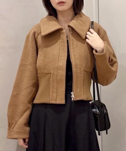 38 ジョーゼットギャザースリーブショートコート C240-006 ダブルフェイスカシミヤ ショートコート（JF008745） | JOSEPH