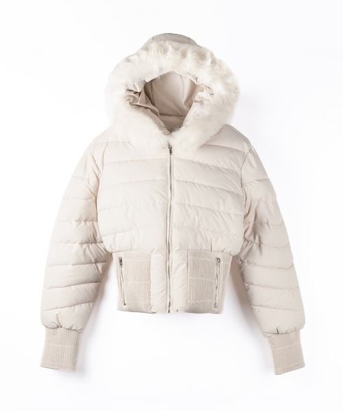 me+em select(ミームセレクト)の「※※【 2color 】ウエストマークファーフードレディフェイクダウンジャケット / waist mark fur hooded lady fake down jacket(ダウンジャケット/コート・レディース・ベージュ/ブラック・FREE)」の10枚目の写真