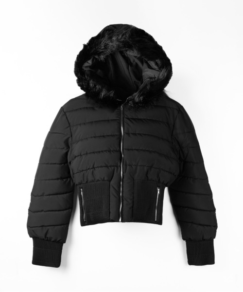 me+em select(ミームセレクト)の「※※【 2color 】ウエストマークファーフードレディフェイクダウンジャケット / waist mark fur hooded lady fake down jacket(ダウンジャケット/コート・レディース・ベージュ/ブラック・FREE)」の11枚目の写真