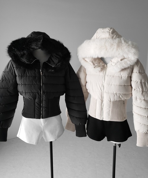 me+em select(ミームセレクト)の「※※【 2color 】ウエストマークファーフードレディフェイクダウンジャケット / waist mark fur hooded lady fake down jacket(ダウンジャケット/コート・レディース・ベージュ/ブラック・FREE)」の19枚目の写真