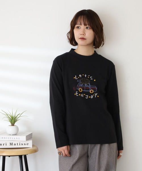 Emago（イマゴ）の「EMAGO ENJOY刺繍ﾛﾝｸﾞｽﾘｰﾌﾞ（Tシャツ/カットソー・レディース・アイボリー/ブラック/ブラウン・FREE）」の18枚目の写真