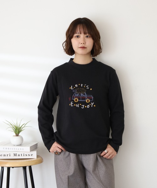 Emago（イマゴ）の「EMAGO ENJOY刺繍ﾛﾝｸﾞｽﾘｰﾌﾞ（Tシャツ/カットソー・レディース・アイボリー/ブラック/ブラウン・FREE）」の17枚目の写真