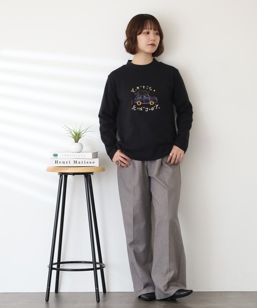 Emago（イマゴ）の「EMAGO ENJOY刺繍ﾛﾝｸﾞｽﾘｰﾌﾞ（Tシャツ/カットソー・レディース・アイボリー/ブラック/ブラウン・FREE）」の19枚目の写真
