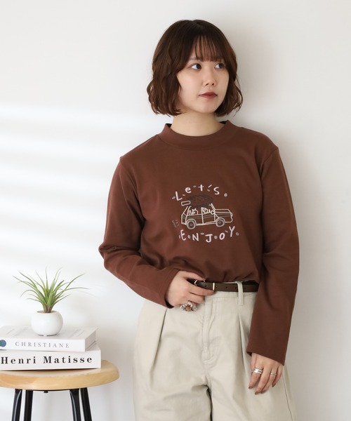 Emago（イマゴ）の「EMAGO ENJOY刺繍ﾛﾝｸﾞｽﾘｰﾌﾞ（Tシャツ/カットソー・レディース・アイボリー/ブラック/ブラウン・FREE）」の20枚目の写真
