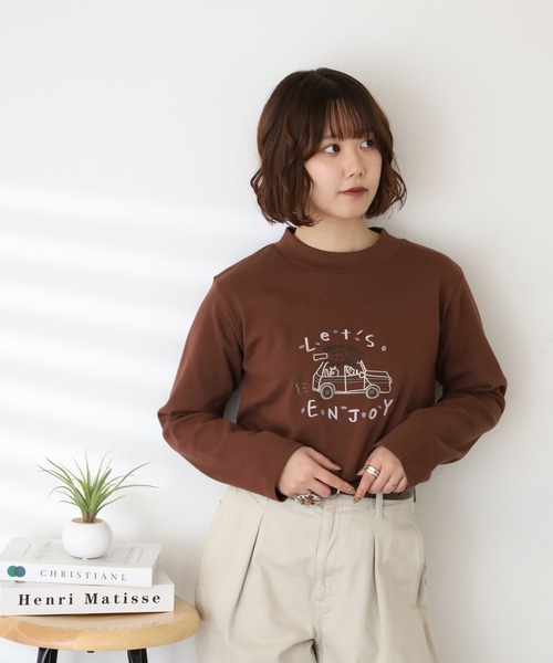 Emago（イマゴ）の「EMAGO ENJOY刺繍ﾛﾝｸﾞｽﾘｰﾌﾞ（Tシャツ/カットソー・レディース・アイボリー/ブラック/ブラウン・FREE）」の21枚目の写真