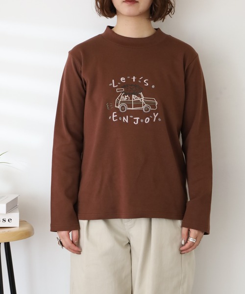 Emago（イマゴ）の「EMAGO ENJOY刺繍ﾛﾝｸﾞｽﾘｰﾌﾞ（Tシャツ/カットソー・レディース・アイボリー/ブラック/ブラウン・FREE）」の5枚目の写真