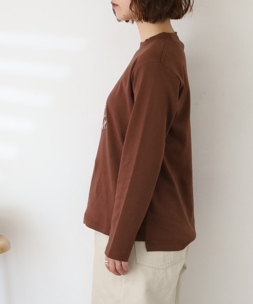 Emago（イマゴ）の「EMAGO ENJOY刺繍ﾛﾝｸﾞｽﾘｰﾌﾞ（Tシャツ/カットソー・レディース・アイボリー/ブラック/ブラウン・FREE）」の6枚目の写真