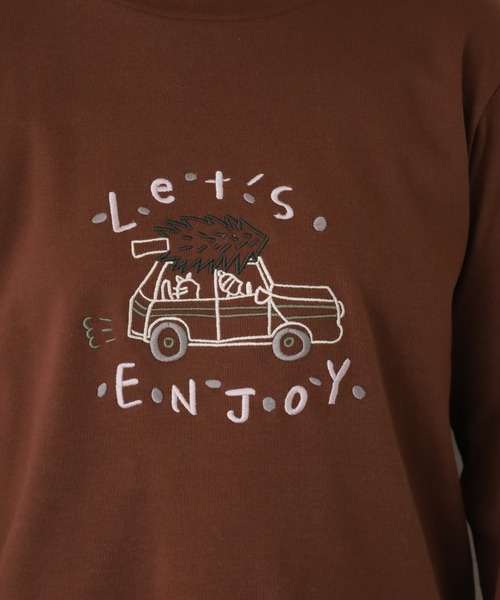 Emago（イマゴ）の「EMAGO ENJOY刺繍ﾛﾝｸﾞｽﾘｰﾌﾞ（Tシャツ/カットソー・レディース・アイボリー/ブラック/ブラウン・FREE）」の9枚目の写真