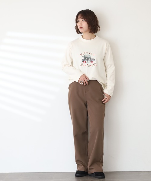 Emago（イマゴ）の「EMAGO ENJOY刺繍ﾛﾝｸﾞｽﾘｰﾌﾞ（Tシャツ/カットソー・レディース・アイボリー/ブラック/ブラウン・FREE）」の15枚目の写真