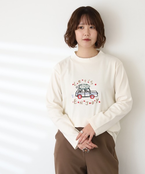 Emago（イマゴ）の「EMAGO ENJOY刺繍ﾛﾝｸﾞｽﾘｰﾌﾞ（Tシャツ/カットソー・レディース・アイボリー/ブラック/ブラウン・FREE）」の13枚目の写真