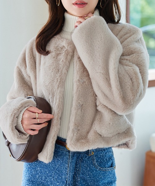 ボリューミーエコファーコート（ノーカラーコート）｜KOBE LETTUCE