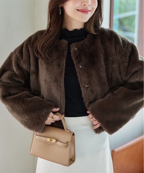 VERDE PIÙ ヴェルデ ピュウ イタリア製 エコファーコート XL相当 b