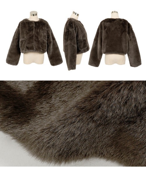 ボリューミーエコファーコート（ノーカラーコート）｜KOBE LETTUCE