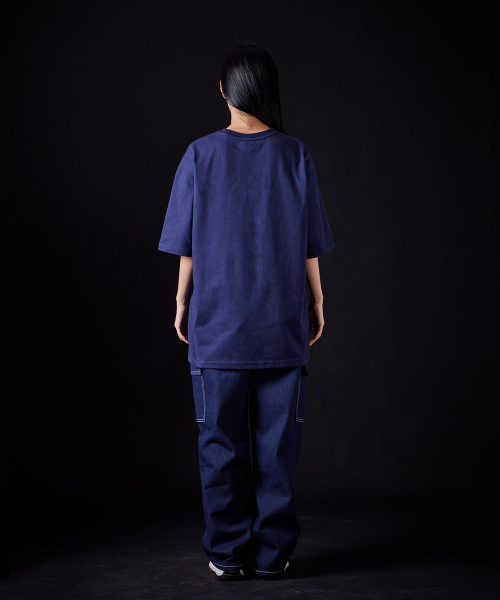 ASTRAL PROJECTION（アストラルプロジェクション）の「[オーバーサイズ]リズン 13番手 綿 ラウンドネック 半袖Tシャツ_ネイビー（Tシャツ/カットソー・メンズ・その他・LARGE/MEDIUM/X-LARGE/XX-LARGE）」の5枚目の写真