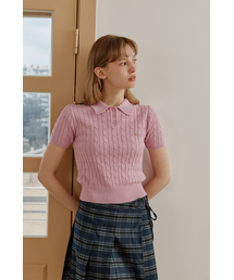 ANC CABLE COLLAR KNIT_PINK