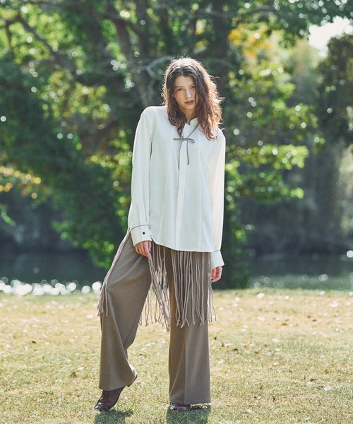 CASPER JOHN（キャスパージョン）の「String tie band collar shirts/ストリングタイバンドカラーシャツ（シャツ/ブラウス・メンズ・ホワイト/チャコールグレー・MEDIUM/LARGE/SMALL/X-SMALL）」の5枚目の写真