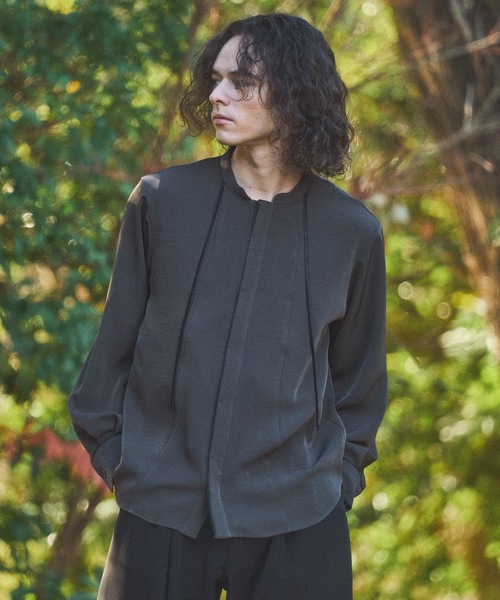 CASPER JOHN（キャスパージョン）の「String tie band collar shirts/ストリングタイバンドカラーシャツ（シャツ/ブラウス・メンズ・ホワイト/チャコールグレー・MEDIUM/LARGE/SMALL/X-SMALL）」の6枚目の写真