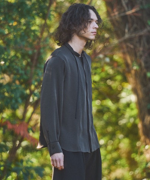 CASPER JOHN（キャスパージョン）の「String tie band collar shirts/ストリングタイバンドカラーシャツ（シャツ/ブラウス・メンズ・ホワイト/チャコールグレー・MEDIUM/LARGE/SMALL/X-SMALL）」の7枚目の写真