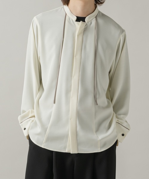 CASPER JOHN（キャスパージョン）の「String tie band collar shirts/ストリングタイバンドカラーシャツ（シャツ/ブラウス・メンズ・ホワイト/チャコールグレー・MEDIUM/LARGE/SMALL/X-SMALL）」の10枚目の写真