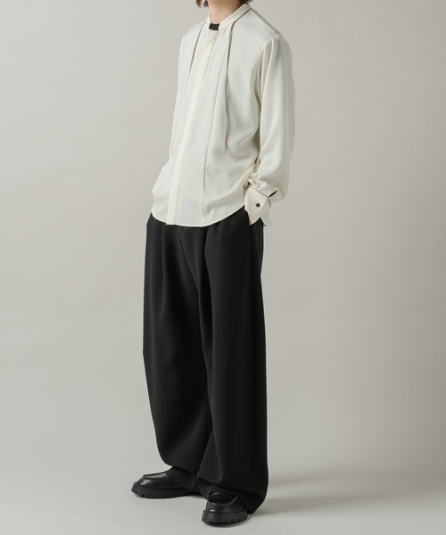 CASPER JOHN（キャスパージョン）の「String tie band collar shirts/ストリングタイバンドカラーシャツ（シャツ/ブラウス・メンズ・ホワイト/チャコールグレー・MEDIUM/LARGE/SMALL/X-SMALL）」の15枚目の写真