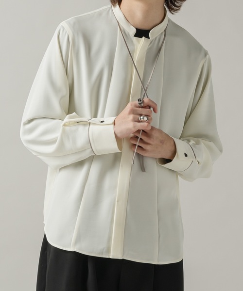 CASPER JOHN（キャスパージョン）の「String tie band collar shirts/ストリングタイバンドカラーシャツ（シャツ/ブラウス・メンズ・ホワイト/チャコールグレー・MEDIUM/LARGE/SMALL/X-SMALL）」の13枚目の写真