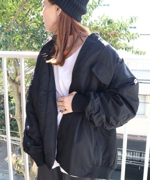 異素材ミックスMA-1ブルゾン（MA-1）｜zena（ジェナ）のファッション