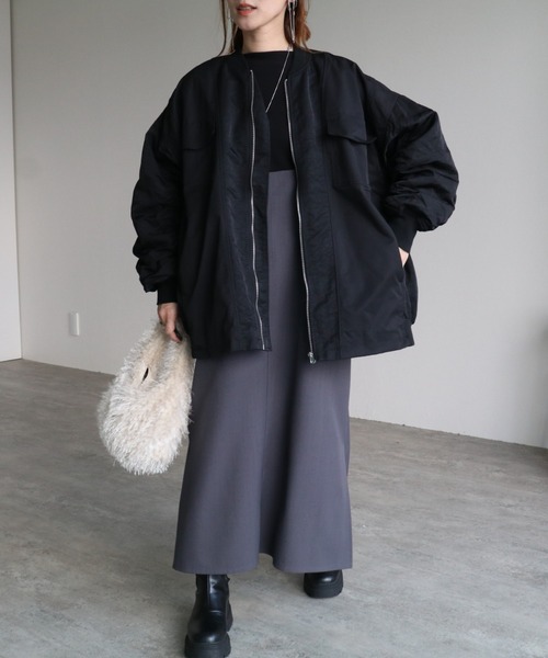 異素材ミックスMA-1ブルゾン（MA-1）｜zena（ジェナ）のファッション