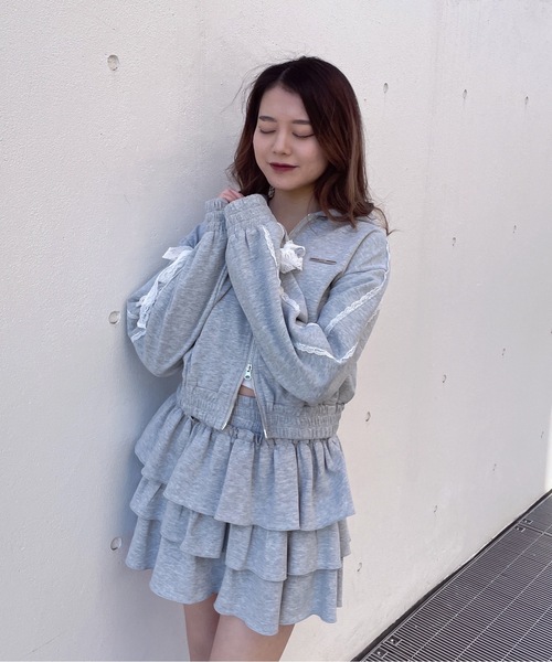 one way（ワンウェイ）の「レースラインパーカー（その他アウター・レディース・グレー/チャコールグレー/ホワイト・FREE）」の3枚目の写真