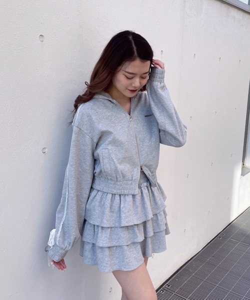 one way（ワンウェイ）の「レースラインパーカー（その他アウター・レディース・グレー/チャコールグレー/ホワイト・FREE）」の4枚目の写真