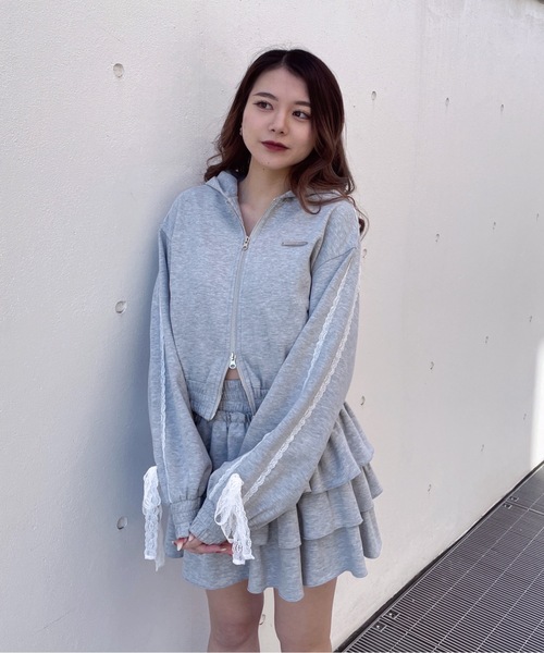 one way（ワンウェイ）の「レースラインパーカー（その他アウター・レディース・グレー/チャコールグレー/ホワイト・FREE）」の7枚目の写真